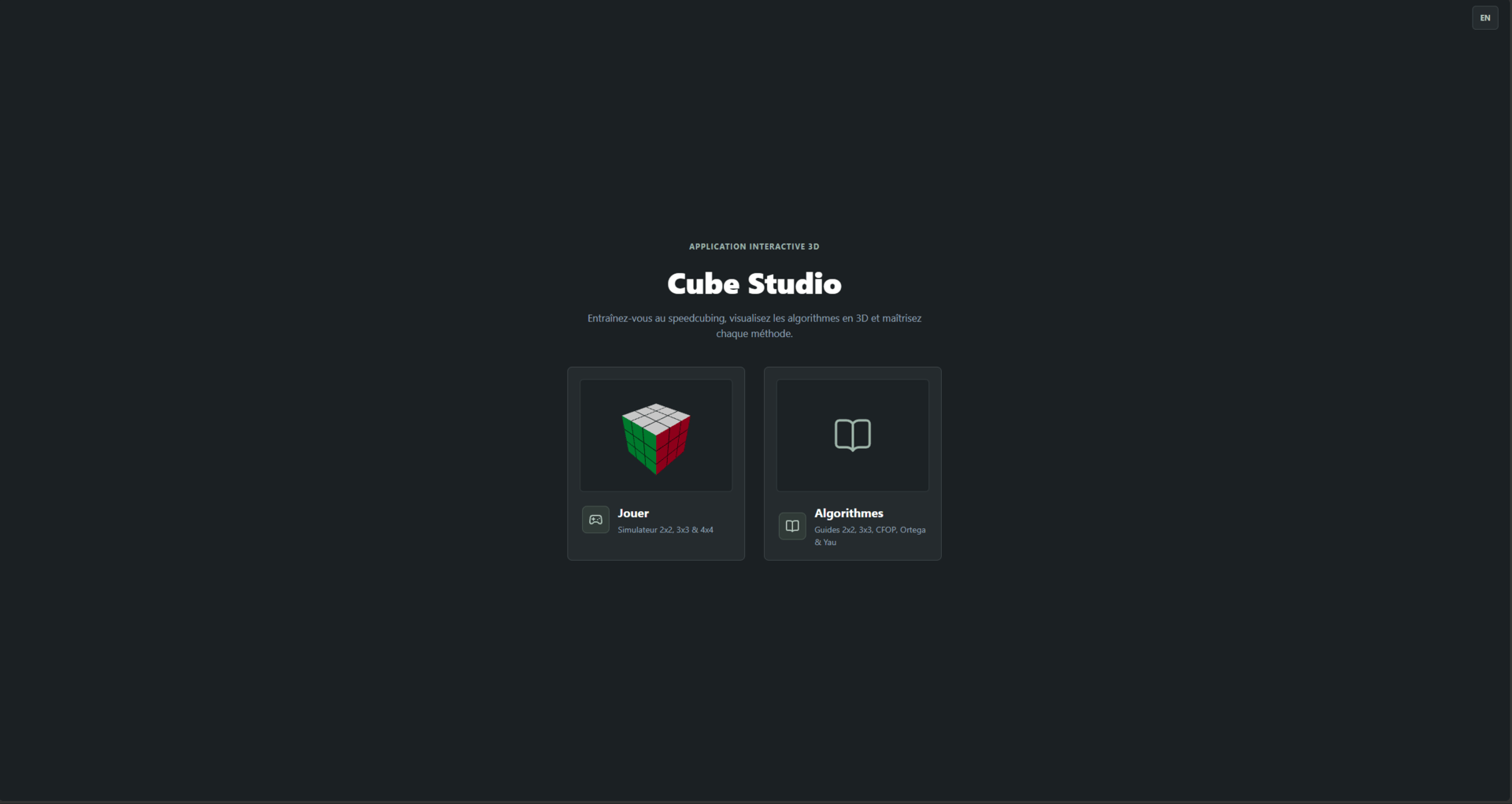 Capture d'écran 1 du projet Cube Studio · Simulateur 3D & Guides WCA